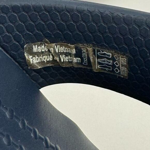 Crocs Navy Blue Monterey Diamante Embellished T-strap Wedge Sandal Sz 6 - Picture 7 of 9